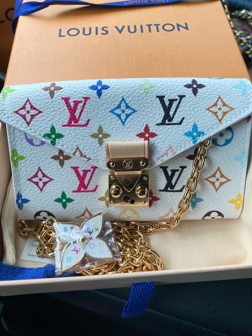 🍒SOLD 🍒Louis Vuitton White Multicolor Monogram Chain Crossbody